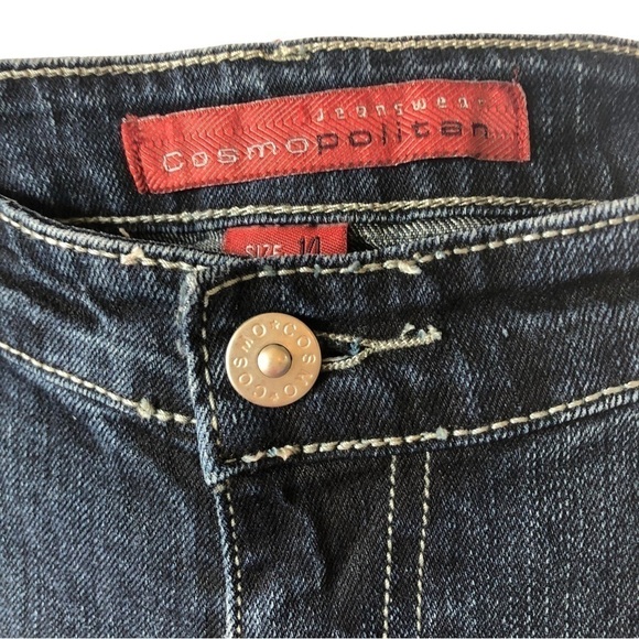 Jeanswear Cosmopolitan Denim Jeans High Rise Flare Leg Women 14 Dark Blue - Picture 2 of 9